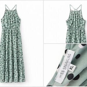 🌿 Boutique Sage Polka Dot Maxi Dress – 1XL